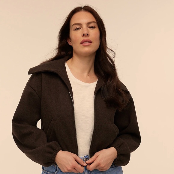 NWT Madewell AVA Zip-Front Shawl Bomber Jacket - Picture 2 of 6